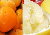 フルーツ試食：高知県産「水晶文旦」・新潟県産「おけさ柿」