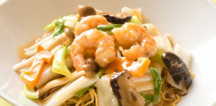 海老のあんかけ焼きソバ
