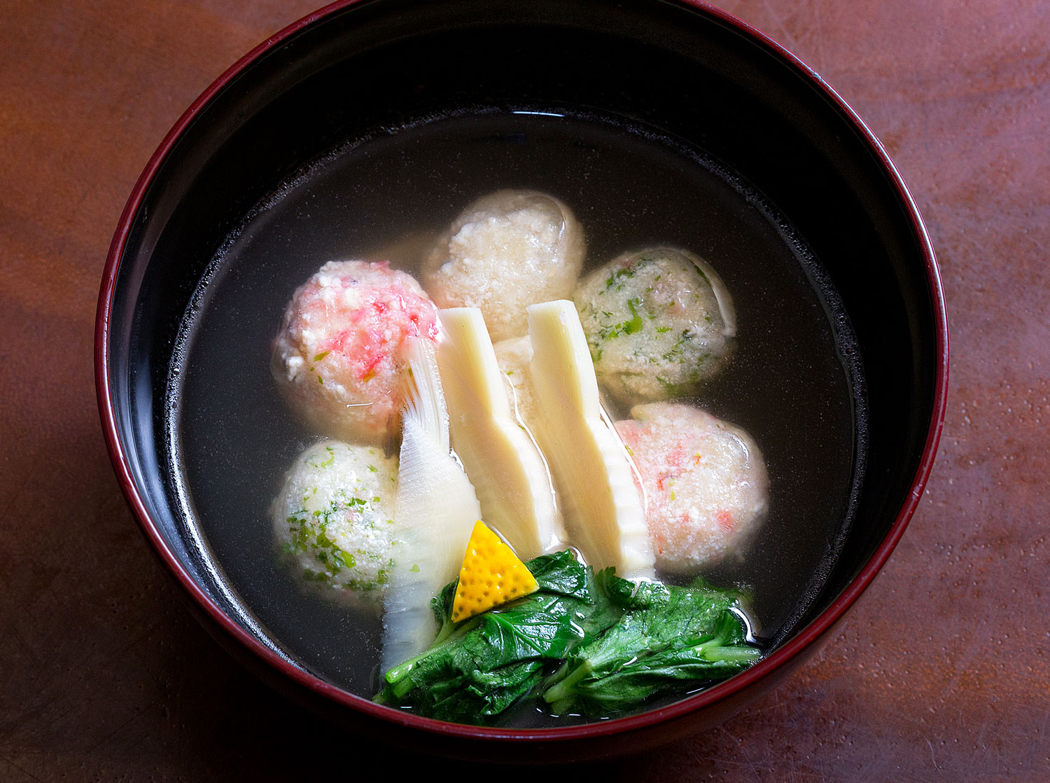 豆腐の３色てまり汁