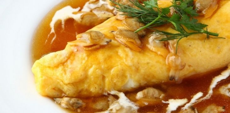 和風オムレツあさりバター餡かけ